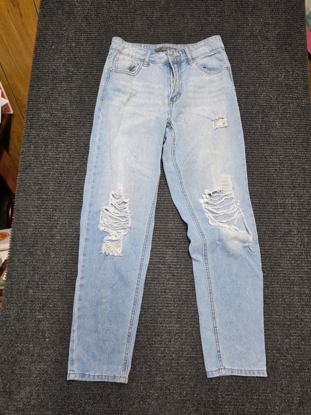 Cali 1850 High Rise Distressed Straight Leg Jeans Size 1